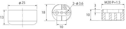 Robuster Möbelversteller, B571-25-WH, Durchmesser: ⌀25 mm, von Kojima, Tragkraft: 600 kg (1323 lbs), weiß, Ausführung: Standard. Technische Zeichnung