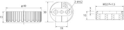 Robuster Möbelversteller, B571-40-WH, Durchmesser: ⌀40 mm, von Kojima, Tragkraft: 800 kg (1764 lbs), weiß, Ausführung: Standard. Technische Zeichnung