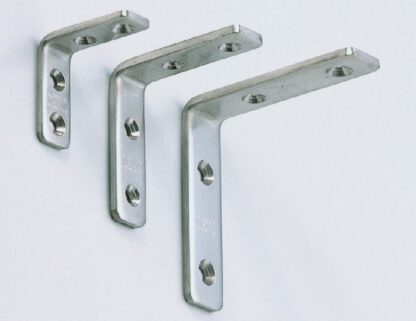 2 Stück korrosionsbeständiger robuster Montagewinkel, aus massivem rostfreiem Edelstahl, Tragkraft: 8 kg, Oberfläche: glänzend poliert, 60 mm (2,4″), SU-60M. Regalwinkel für Regalboden, Tablar und viel mehr, von Sugatsune / LAMP® (Japan) – Bild 3
