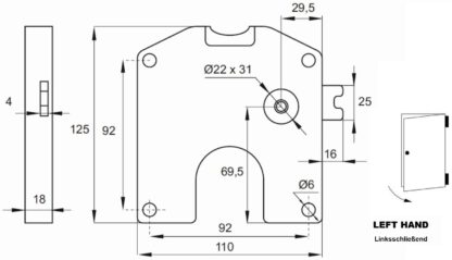 Münzpfandschloss mit CHF 1.- Einwurf, inkl. 2 Schlüsseln, Oberfläche: dunkelgrau, 110 mm (4,4″), Ausführung: linksschließend, 14.60.249-C. Spindschloss für Spind, Umkleidespind, Schulspind, Umkleideschrank und viel mehr, von SISO Denmark – Bild 7