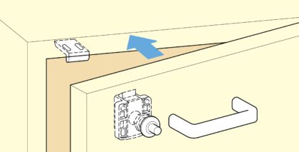 Push-Knopf-Verschluss für Türdicke von 18 bis 21 mm SL-B211-BR von Sugatsune, braun. Anwendungsbeispiel
