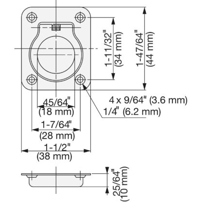 Ringförmiger Edelstahl-Klappgriff SUS304, 38 mm (1,5″) 980641. Ringförmiger Edelstahl-Klappgriff aus rostfreiem Edelstahl V2A, glänzend poliert, für Revisionsklappe, Revisionstür, feuchte Umgebung, Schiff, Caravan von Sugatsune / LAMP® (Japan) – Bild 2