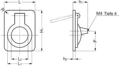 Ringförmiger Klappgriff aus Messing, Oberfläche: satiniert matt, 38 mm (1,5″) 587-50SB. Ringgriff 587-50SB für Wohnmobil, Boot, Revisionsklappe, Revisionstür, von Sugatsune / LAMP® (Japan) – Bild 3