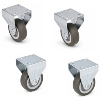 4 Stück robuste Möbelrolle, 08.12.150-1, Durchmesser: ⌀50 mm, von SISO, Tragkraft: 120 kg (265 lbs). Produktbild