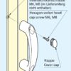 Hochwertiger robuster Gerätegriff aus verstärktem Nylon, schwarz mit gelben Abdeckkappen, 93 mm (3,7″) MJH-93-YE. Maschinengriff MJH-93-YE für Industrieschränke, Produktionsanlagen, Maschinenbau, von Sugatsune / LAMP® (Japan) – Bild 3