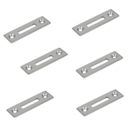 6 Stück robustes Aufschraub-Schließblech, aus Stahl, Oberfläche: vernickelt, 50 mm (1-31/32″), 14.01.510-1. Aufschraub-Gegenplatte für Rollladenschloss, Schiebetürenschloss, Möbelschloss und viel mehr, von SISO Denmark