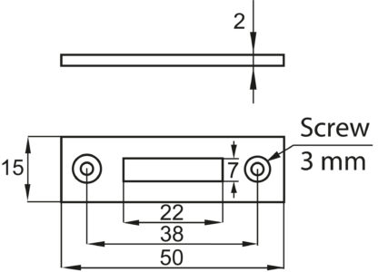 6 Stück robustes Aufschraub-Schließblech, aus Stahl, Oberfläche: vernickelt, 50 mm (1-31/32″), 14.01.510-1. Aufschraub-Gegenplatte für Rollladenschloss, Schiebetürenschloss, Möbelschloss und viel mehr, von SISO Denmark – Bild 2