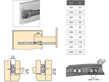 Rollschubführungen, Teilauszug, weiß lackiert, RAL 9001, 600 mm (23,7″). Führungsschienen aus Stahl mit Teilauszug, für Holzschublade, Tablarauszug, Holzschubkasten, Küchenmöbel, Büromöbel, Wohnmöbel, von EMUCA – Bild 5
