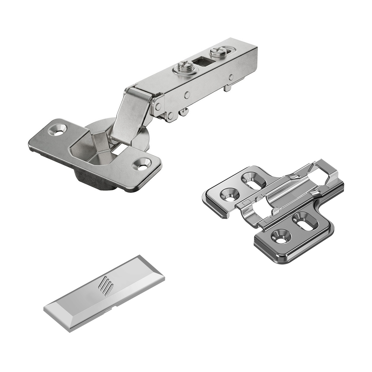 rostfreies Topfscharnier, Auflage: voll aufliegend, 9289590, von Hettich, Ausführung: Montageplatte mit 2 mm Distanz. Produktbild