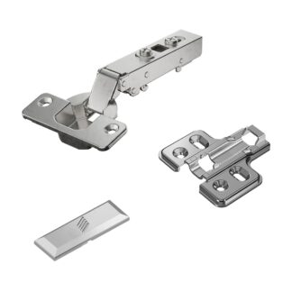 Rostfreies Topfscharnier, Auflage: voll aufliegend (vorliegend), aus Edelstahl, Ausführung: Montageplatte mit 0 mm Distanz, 9289590. Korrosionsbeständiges Edelstahlmöbelscharnier für Outdoormöbel und vieles mehr, von Hettich
