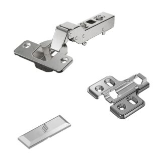 Rostfreies Topfscharnier, Soft-Close, Auflage: halb vorliegend, aus Edelstahl, Ausführung: Montageplatte mit 2 mm Distanz, 9289592. Korrosionsbeständiges Edelstahlmöbelscharnier für Outdoormöbel und vieles mehr, von Hettich