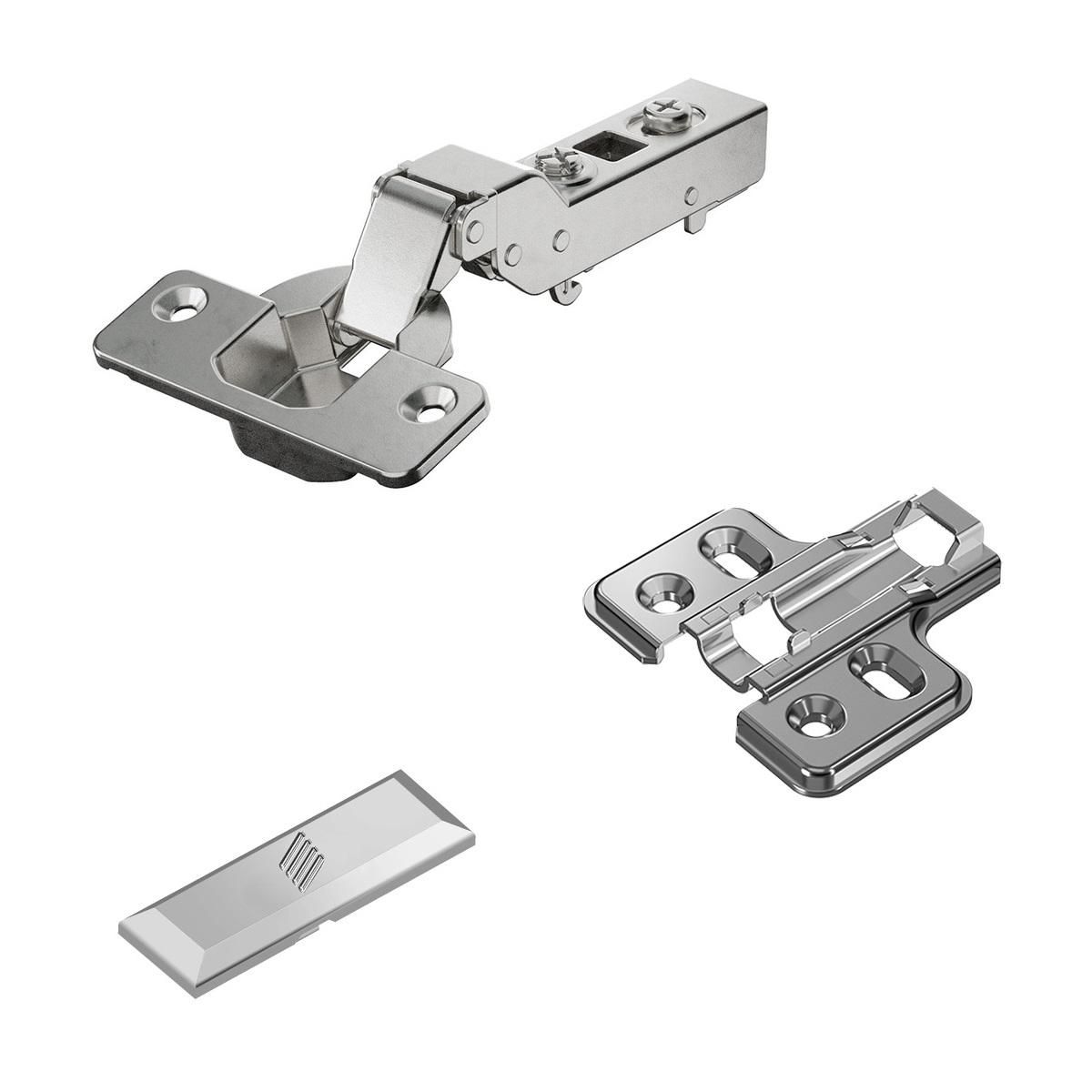 Rostfreies Topfscharnier, Soft-Close, Auflage: halb vorliegend, aus Edelstahl, Ausführung: Montageplatte mit 2 mm Distanz, 9289592. Korrosionsbeständiges Edelstahlmöbelscharnier für Outdoormöbel und vieles mehr, von Hettich