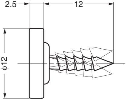 Runde bewegliche Magnet-Gegenplatte zum Einlassen, Z4, Größe: 12 mm, von Sugatsune, vernickelt. Technische Zeichnung