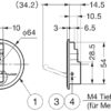 Hochwertiger runder Federklapphaken zum Einlassen, Oberfläche: Dunkelchrom, 64 mm (2,6″), NF-R64-SCR. Runder Klapphaken mit Schließautomatik, für Tinyhouse, Wohnmobil, Caravan, Yacht, Zug, Flugzeug, Bus und viel mehr, von Sugatsune / LAMP® (Japan) – Bild 3