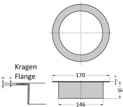 Hochwertiger runder Mülldurchwurf, aus rostfreiem Edelstahl, Oberfläche: glänzend poliert, 170 mm (6,7″), AN-DH015-MR. Edelstahlmülldurchwurf, für Systemgastronomie, Ladenbau, Kosmetikstudio und viel mehr, von Sugatsune / LAMP® (Japan) – Bild 2