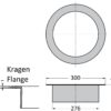 Hochwertiger runder Mülldurchwurf, aus rostfreiem Edelstahl, Oberfläche: satiniert matt, 300 mm (11,9″), AN-DH028-HL. Edelstahlmülldurchwurf, für Systemgastronomie, Ladenbau, Catering, Medizinbereich und viel mehr, von Sugatsune / LAMP® (Japan) – Bild 2