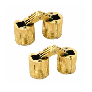 Set: 2 Stück UMAXO® Einbohrscharnier unsichtbar. Zylinderscharnier Möbelscharnier Einbohrband Möbelband - Ø10 mm (für Holz-Dicke 14-19 mm)