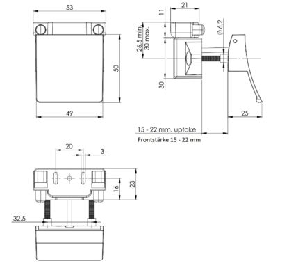 Robuster Schnappschloss mit Hebegriff, aus Zamak, Oberfläche: Edelstahl Look, Ausführung: quadratisch, 14.03.077-0. Hebegriff mit selbst einrastendem Schloss und Soft-Close für Wohnwagen, Yacht und viel mehr, von SISO Denmark – Bild 2