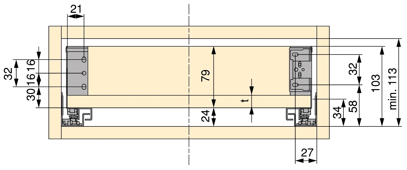 Schubkasten Set, mit extra dünnen Zargen, Höhe: 88 mm (3-15/32″), Oberfläche: anthrazitgrau, 500 mm (19-11/16″), Ausführung: Teilauszug mit Soft-Close, 3275435. Schubladenset für Küchenmöbel und vieles mehr, von EMUCA – Bild 5