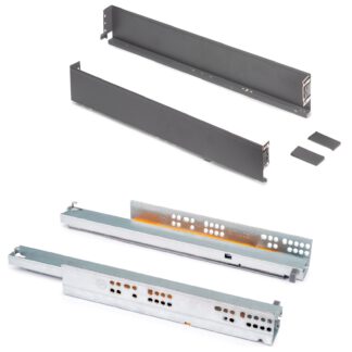 Schubkasten Set, mit extra dünnen Zargen, Höhe: 88 mm, 3275235, Schubladentiefe: 390 mm, von EMUCA, anthrazitgrau, Ausführung: Vollauszug mit Soft-Close. Produktbild