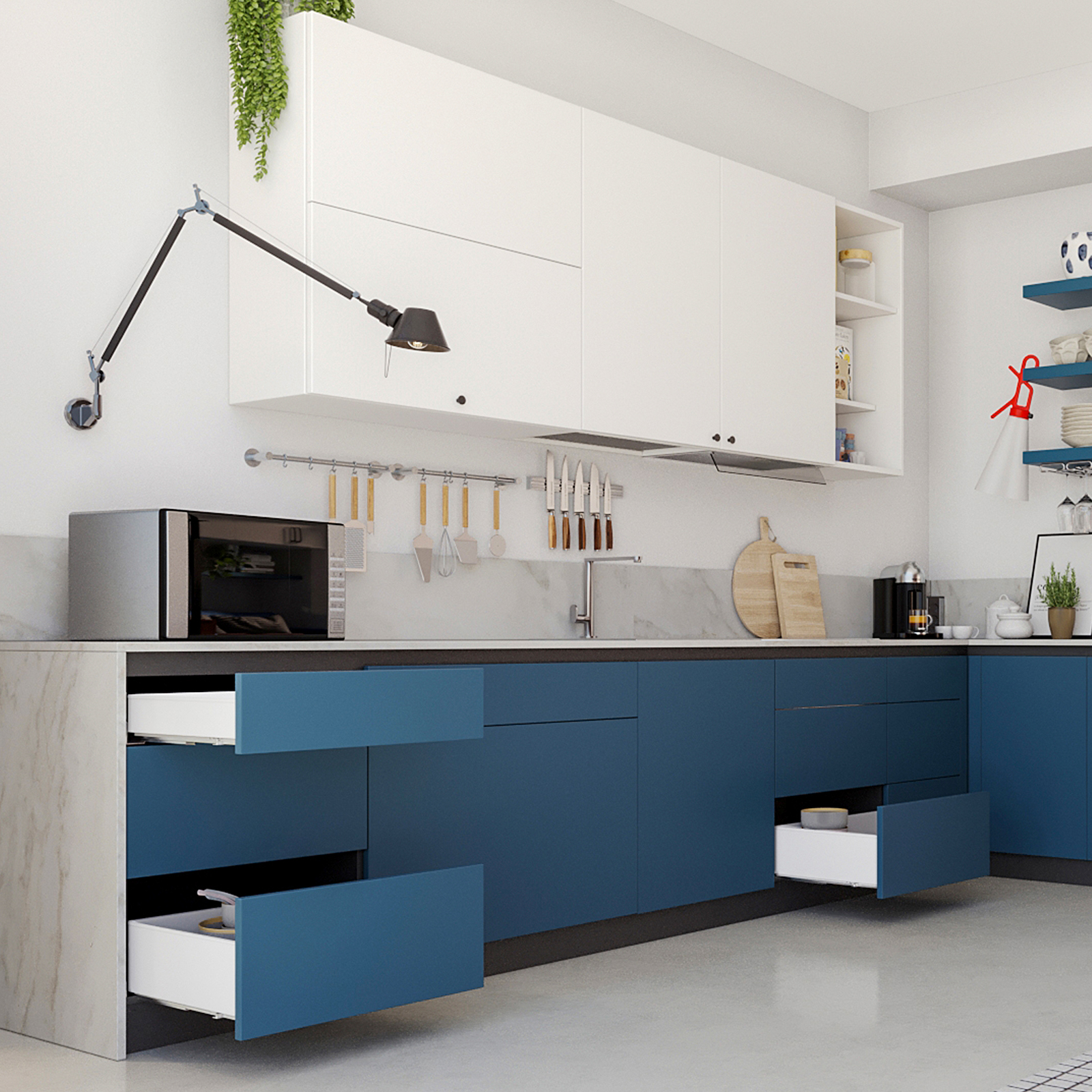 Schubkasten Set, mit extra dünnen Zargen, Höhe: 88 mm (3-15/32″), Oberfläche: weiß, 400 mm (15-3/4″), Ausführung: Teilauszug mit Soft-Close, 3275212. Schubladenset für Küchenmöbel und vieles mehr, von EMUCA – Bild 8