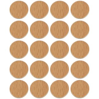 20 Stück selbstklebende Bohrlochabdeckung, aus Kunststoff, Oberfläche: Birkenholzfarbe, 13 mm (33/64″), 5128930. Schraubenlochabdeckung für Möbel, Schrank, Tisch, Bett und viel mehr, von EMUCA