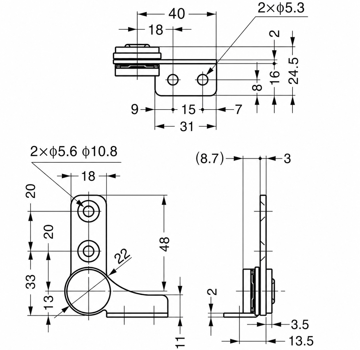 Set mit 2 Reibungsscharnieren (links + rechts), Drehmoment: 9 N·m, HG-TB45. 2 hochwertige Reibungsscharniere für Gerätedeckel, Möbelklappen, Monitorgehäuse und vieles mehr, von Sugatsune / LAMP® (Japan) – Bild 5