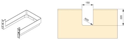 Hochwertiger Siphonausschnitt 3011915 von EMUCA, weiß. Montagezeichnung