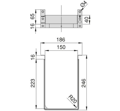 Hochwertiger Siphonausschnitt 3011915 von EMUCA, weiß. Technische Zeichnung