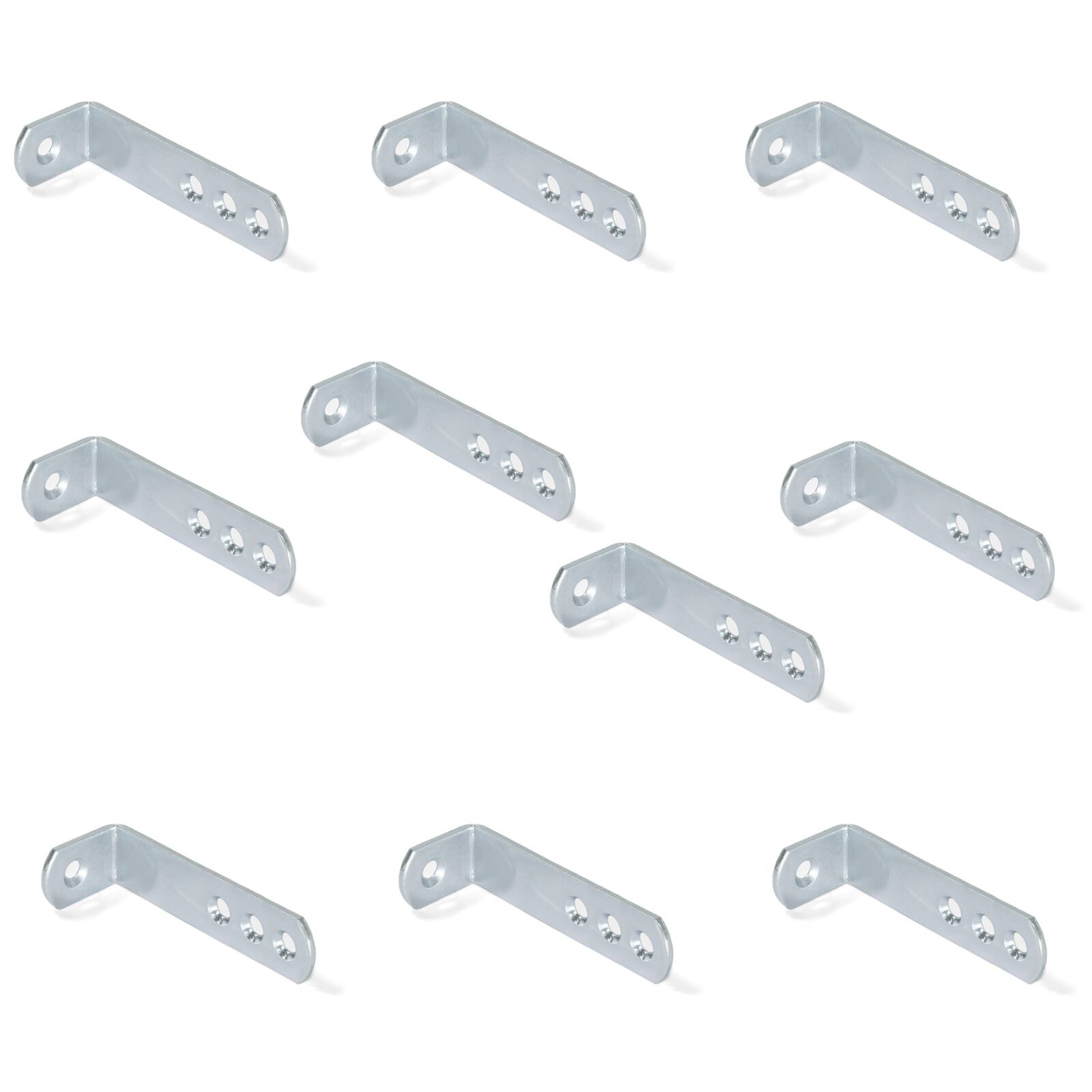 10 Stück stabiler Winkelverbinder mit vier Verbindungslöchern aus robustem  Stahl, Oberfläche: verzinkt, 70 mm (2,8″) 5135805. Montagewinkel E.FB.22