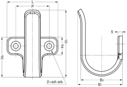 Hochwertiger Universalhaken aus Edelstahl SUS304, Oberfläche: matt und poliert, 60 mm (2,4″), 5H-60TT. Handtuchhaken aus V2A für Badezimmer, Schwimmbad, Schiffbau, Wohnmobil, Außenbereich, feuchte Umgebung und viel mehr, von Sugatsune / LAMP® (Japan) – Bild 3