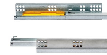 Unterflurführungen, 3123005, 250 mm (9-27/32″), von EMUCA, Tragkraft: 25 kg (56 lbs), Ausführung: Teilauszug mit Push-to-open. Ansicht: hinten