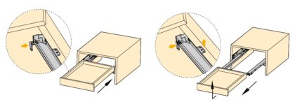 Unterflurführungen, 3123405, 450 mm (17-23/32″), von EMUCA, Tragkraft: 25 kg (56 lbs), Ausführung: Teilauszug mit Push-to-open. Montagezeichnung