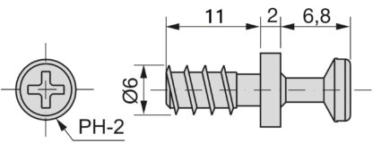 20 Stück robuster Verbindungsbolzen für Bohrung ⌀6 mm, aus Zamak, 11 mm (7/16″), 8083901. Stabiler Exzenterstift für Möbelverbindung und viel mehr, von EMUCA – Bild 2