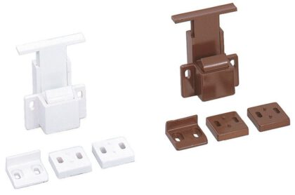 Versteckter Druckknopfriegel-Griff AK-60BR und AK-C60BR von Sugatsune, braun. Lieferbar in Farben Weiß und Braun