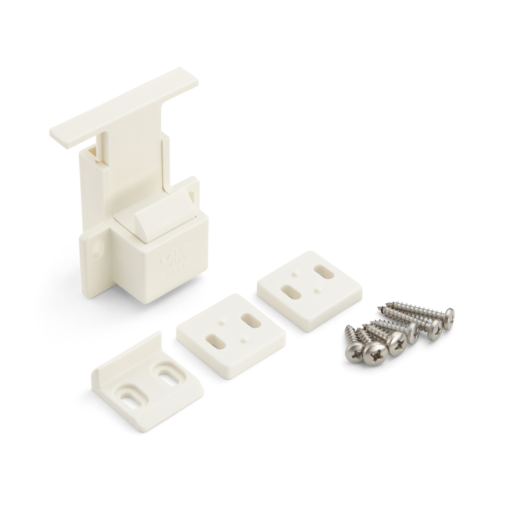 Versteckter Druckknopfriegel-Griff, Oberfläche: weiß, AK-60WT und AK-C60WT. Praktischer Sicherheitsriegel-Griff für Yacht-Innenausbau, Wohnmobil-Ausbau, Caravan-Möbel, Camper und vieles mehr, von Sugatsune / LAMP® (Japan)