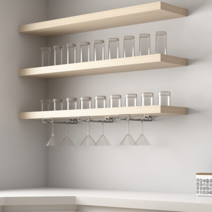 Hochwertiger Weinglashalter 8930111, 410 mm (16-9/64″) von EMUCA, verchromt. Anwendung in einem Restaurant